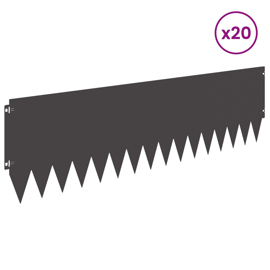 Gazonrand 20 pcs 103 x 30 cm Staal Zwart