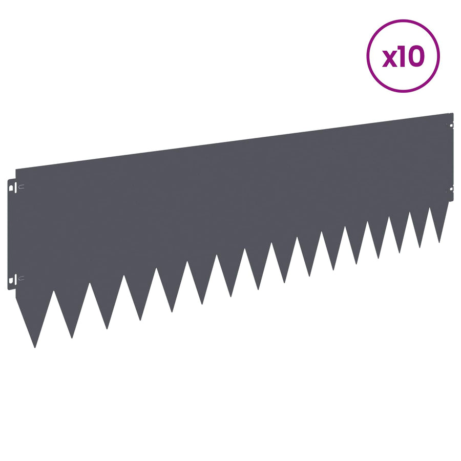 Gazonrand 10 pcs 103 x 30 cm Staal Antracietkleurig