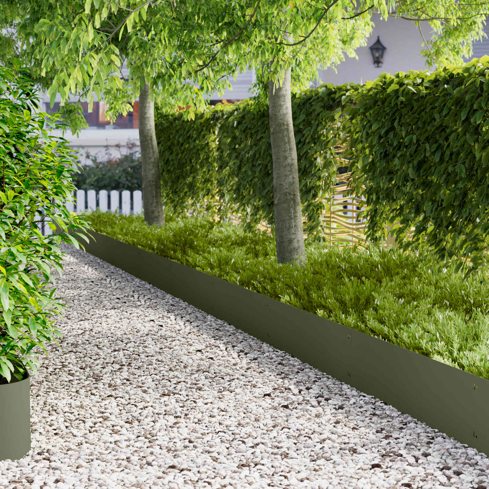 Gazonrand 10 pcs 103 x 30 cm Staal Olijfgroen