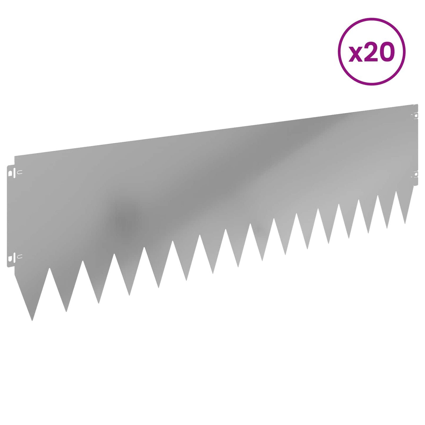 Gazonrand 20 pcs 103 x 30 cm Staal Zilverkleurig
