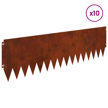 Gazonrand 10 pcs 103 x 30 cm Staal Roestig