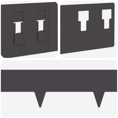 Gazonrand 10 pcs 100 x 12 cm Staal Zwart