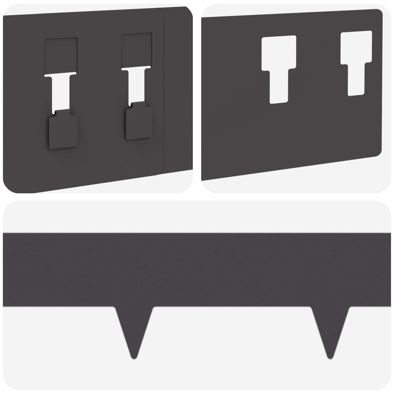 Gazonrand 20 pcs 100 x 12 cm Staal Zwart
