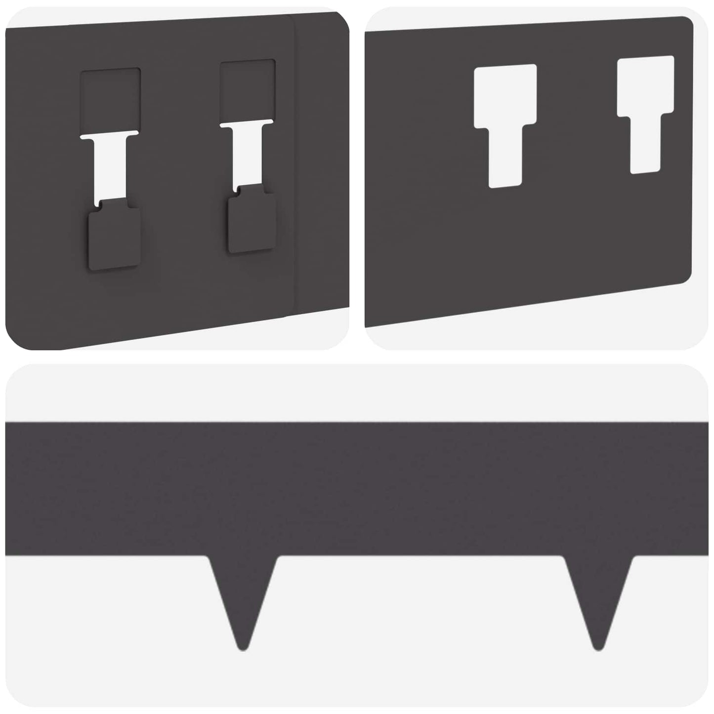 Gazonrand 50 pcs 100 x 12 cm Staal Zwart