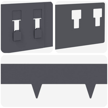 Gazonrand 10 pcs 100 x 12 cm Staal Antracietkleurig