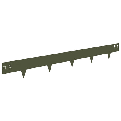 Gazonrand 10 pcs 100 x 12 cm Staal Olijfgroen