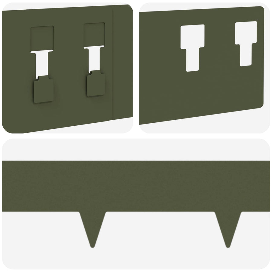 Gazonrand 50 pcs 100 x 12 cm Staal Olijfgroen