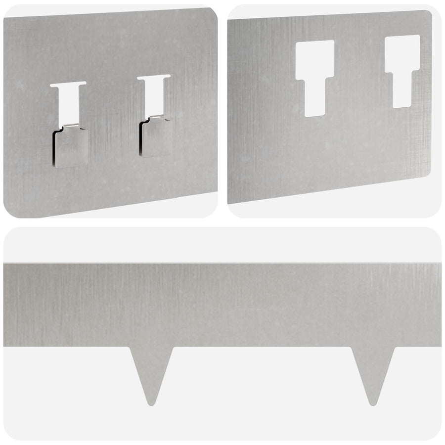 Gazonrand 50 pcs 100 x 12 cm Staal Zilverkleurig
