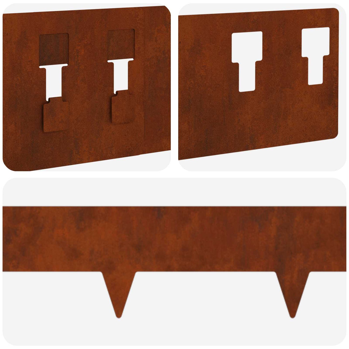 Gazonrand 20 pcs 100 x 12 cm Staal Roestig