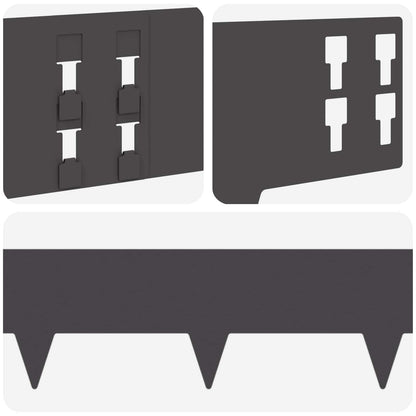 Gazonrand 10 pcs 100 x 15 cm Staal Zwart