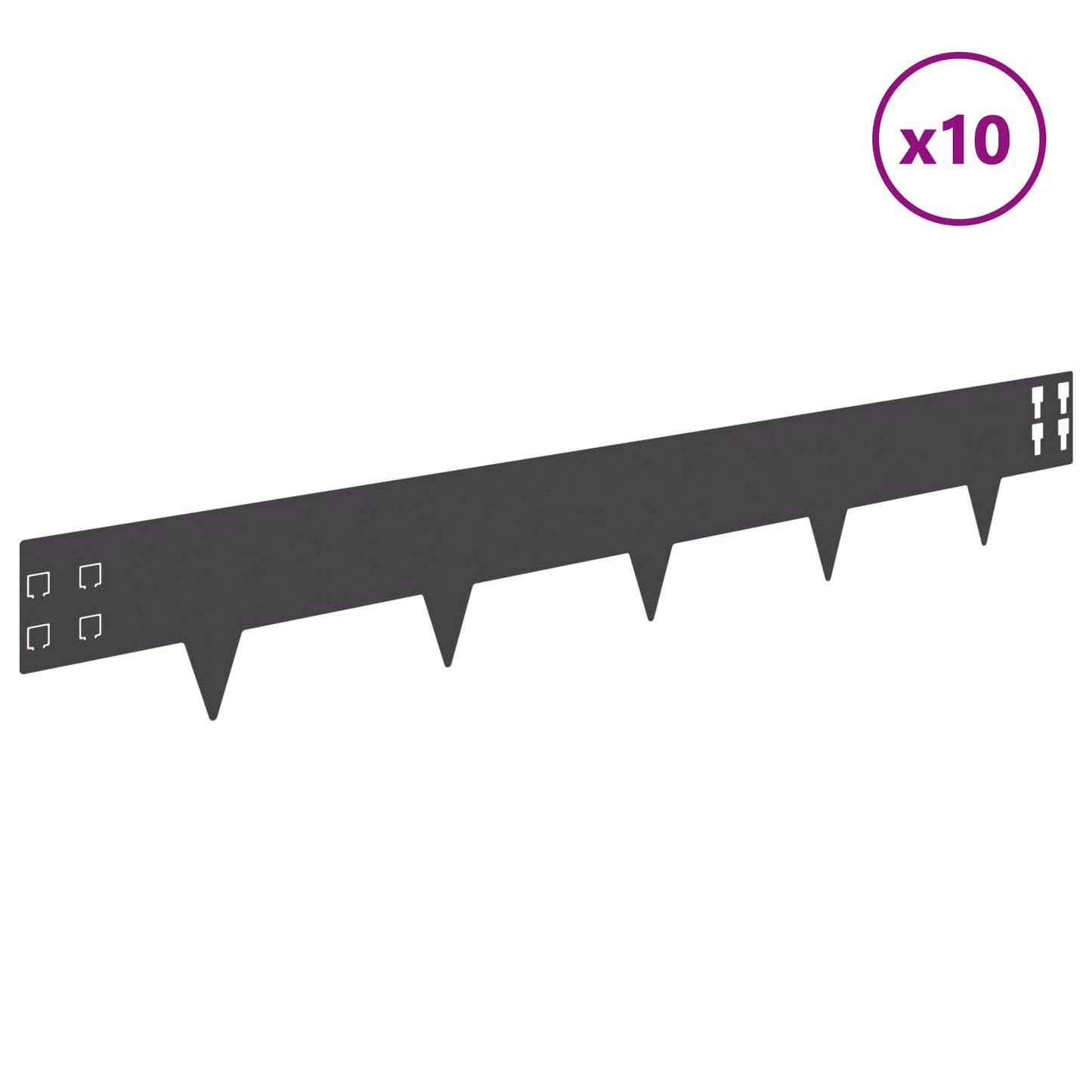 Gazonrand 10 pcs 100 x 15 cm Staal Zwart