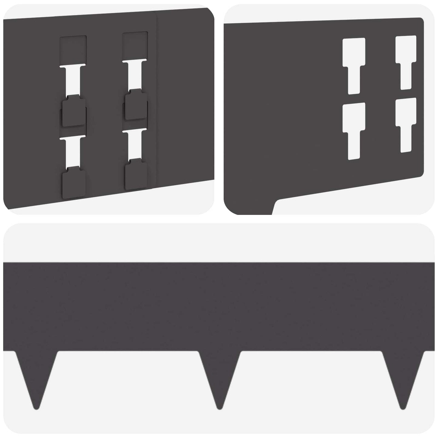 Gazonrand 20 pcs 100 x 15 cm Staal Zwart