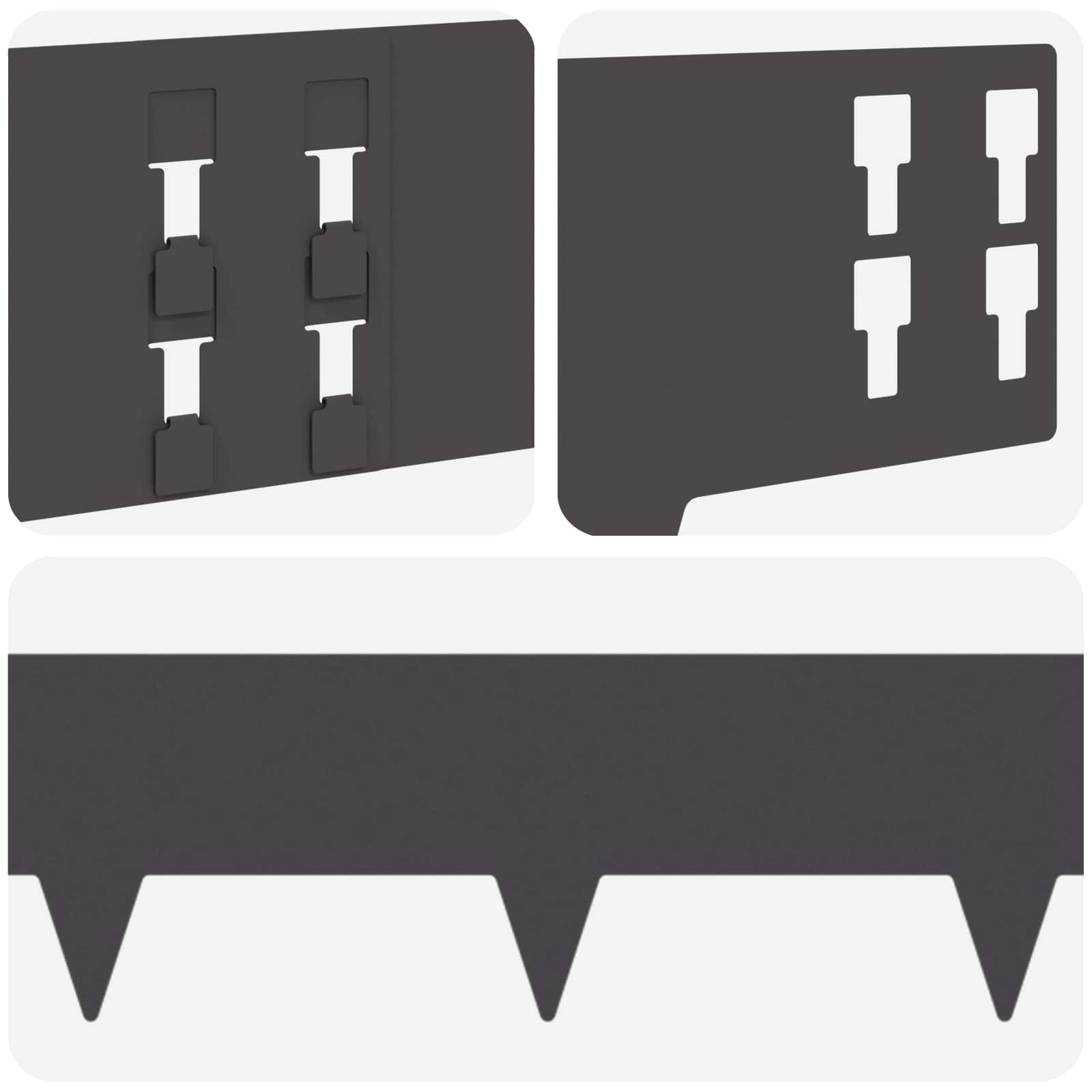 Gazonrand 20 pcs 100 x 15 cm Staal Zwart
