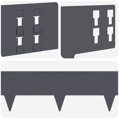 Gazonrand 30 pcs 100 x 15 cm Staal Antracietkleurig