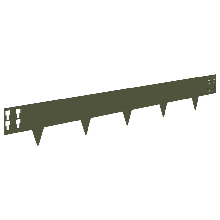 Gazonrand 10 pcs 100 x 15 cm Staal Olijfgroen