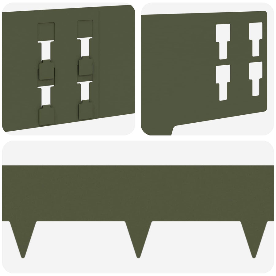 Gazonrand 30 pcs 100 x 15 cm Staal Olijfgroen