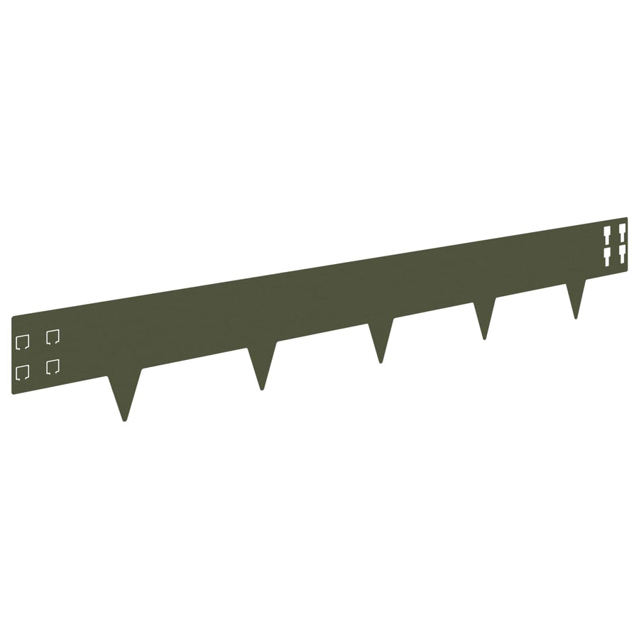 Gazonrand 30 pcs 100 x 15 cm Staal Olijfgroen