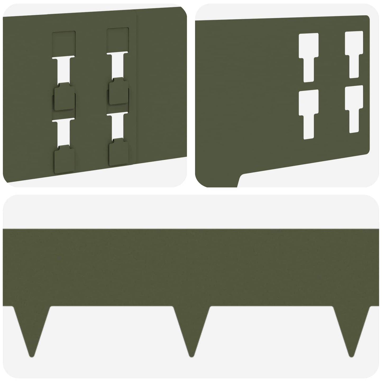 Gazonrand 50 pcs 100 x 15 cm Staal Olijfgroen