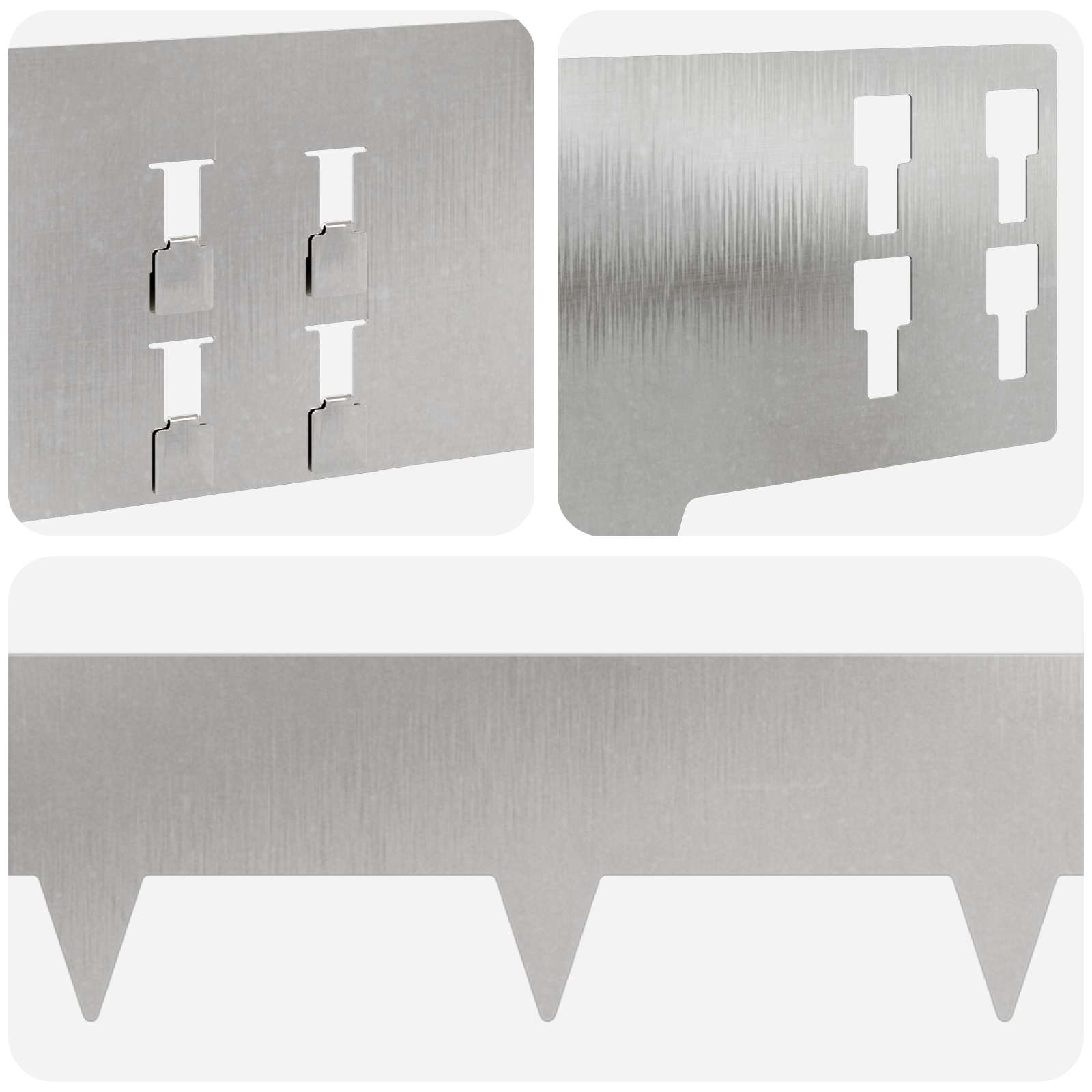 Gazonrand 10 pcs 100 x 15 cm Staal Zilverkleurig
