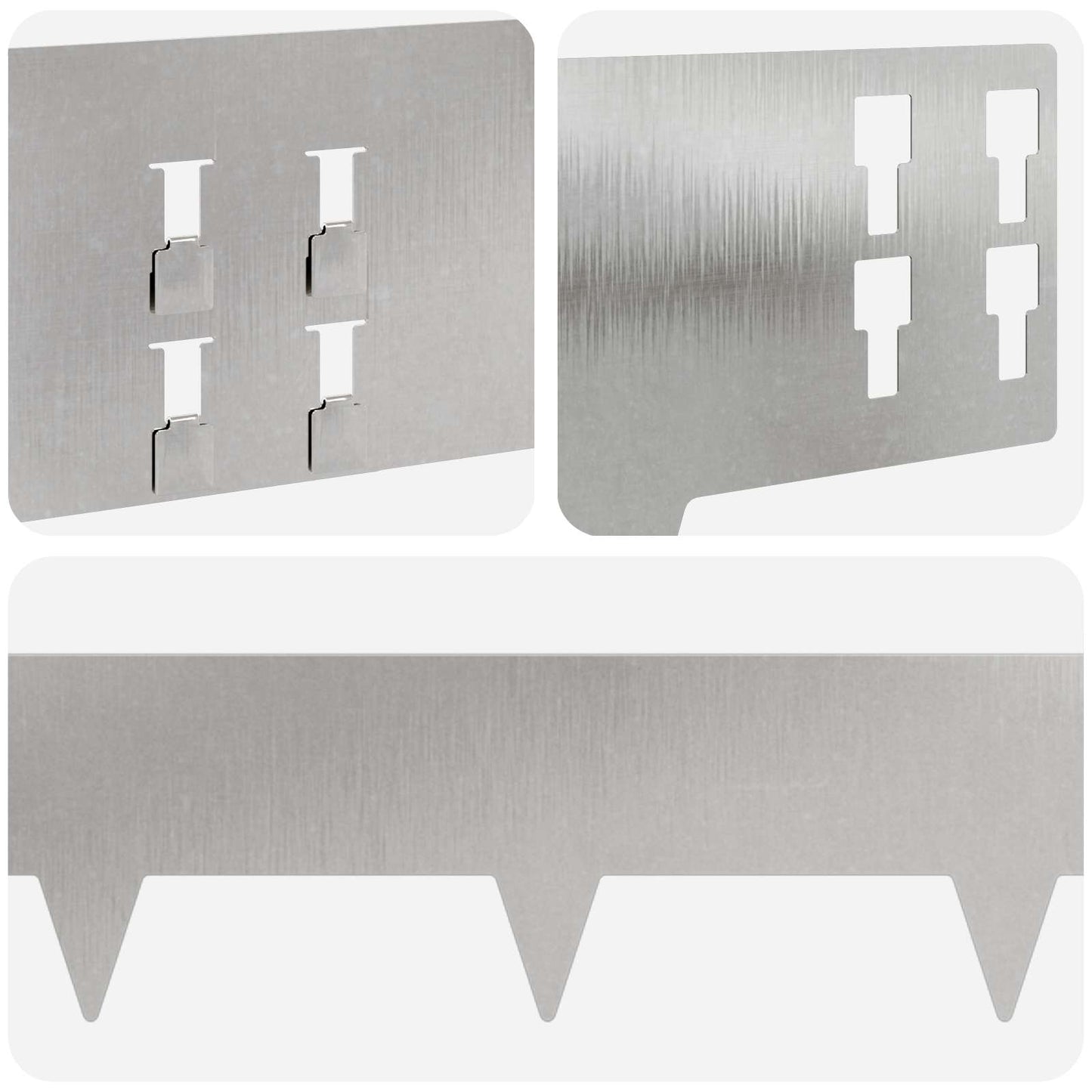 Gazonrand 20 pcs 100 x 15 cm Staal Zilverkleurig