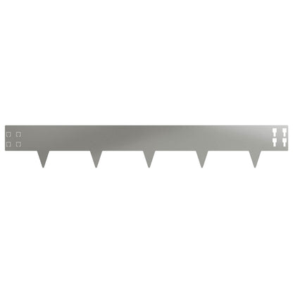 Gazonrand 20 pcs 100 x 15 cm Staal Zilverkleurig