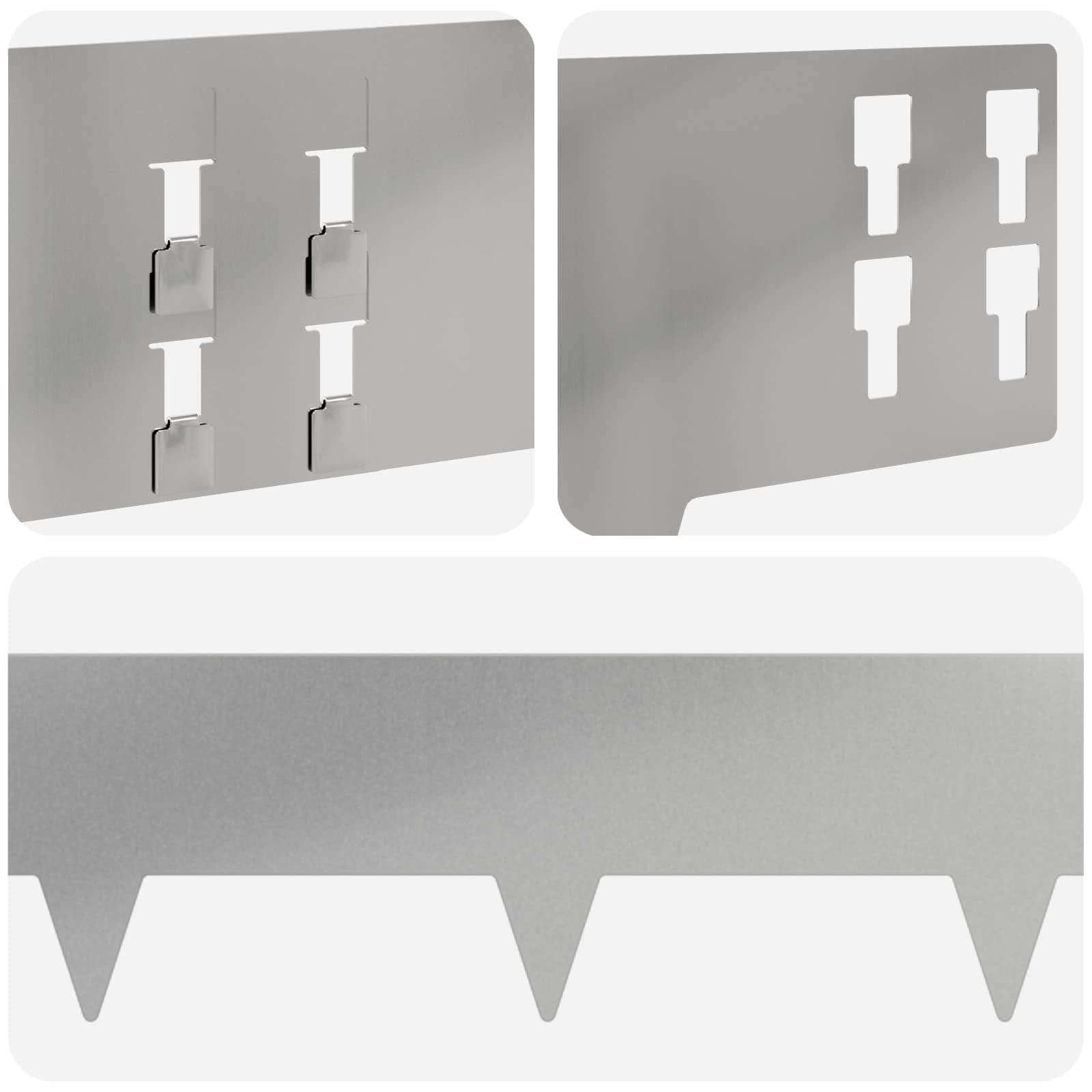 Gazonrand 50 pcs 100 x 15 cm Staal Zilverkleurig
