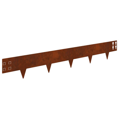 Gazonrand 10 pcs 100 x 15 cm Staal Roestig