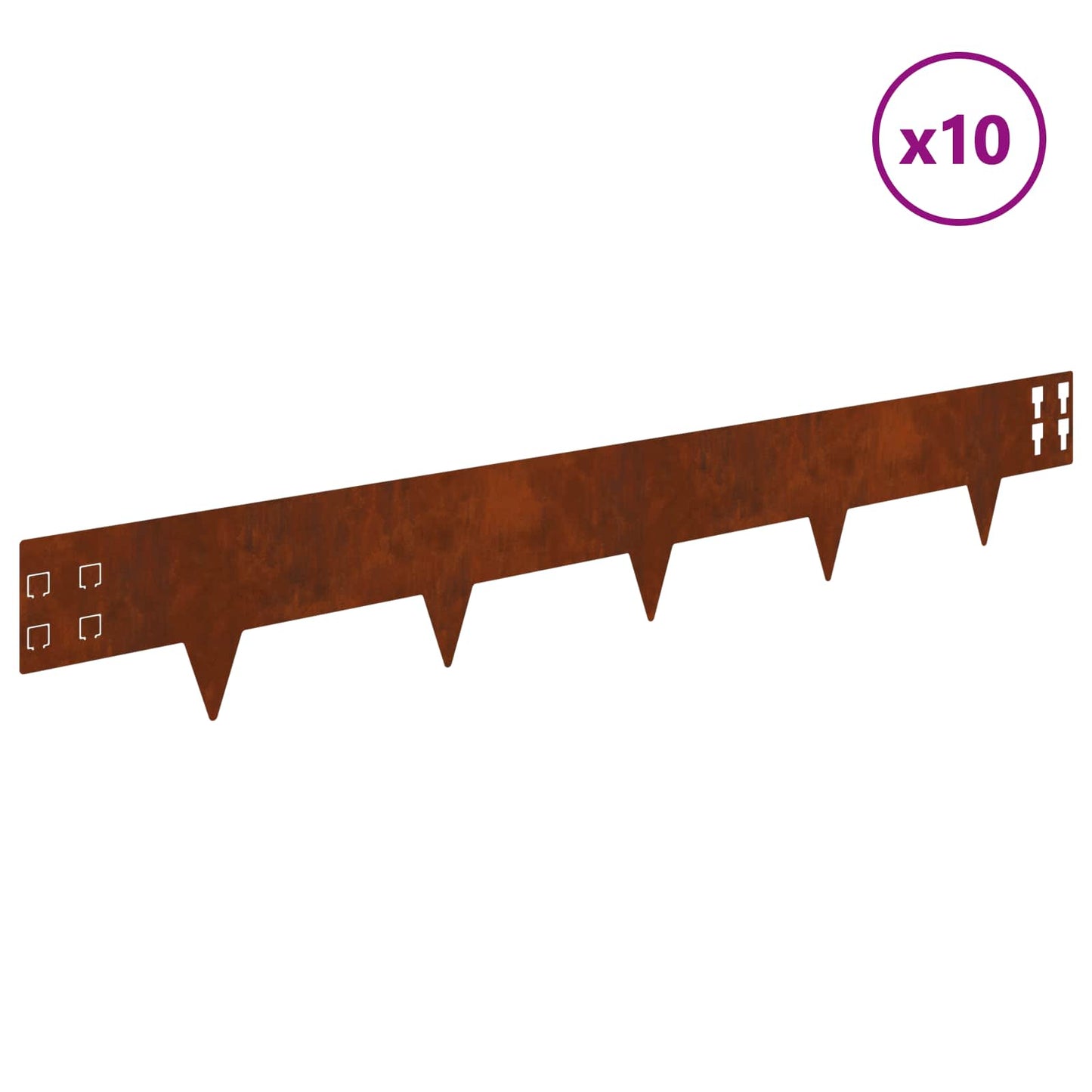 Gazonrand 10 pcs 100 x 15 cm Staal Roestig