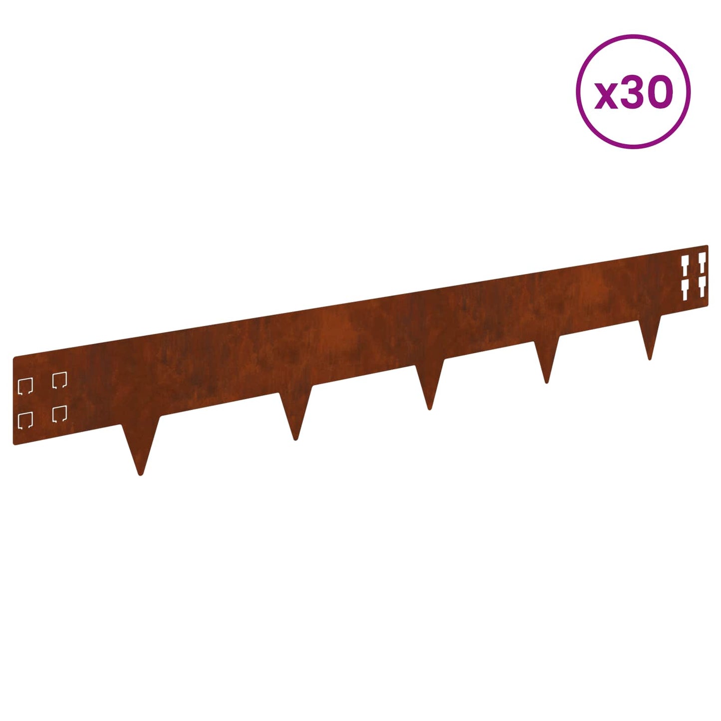 Gazonrand 30 pcs 100 x 15 cm Staal Roestig