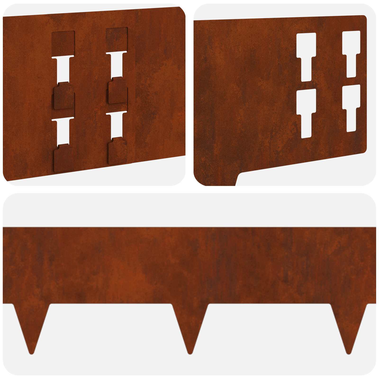 Gazonrand 50 pcs 100 x 15 cm Staal Roestig