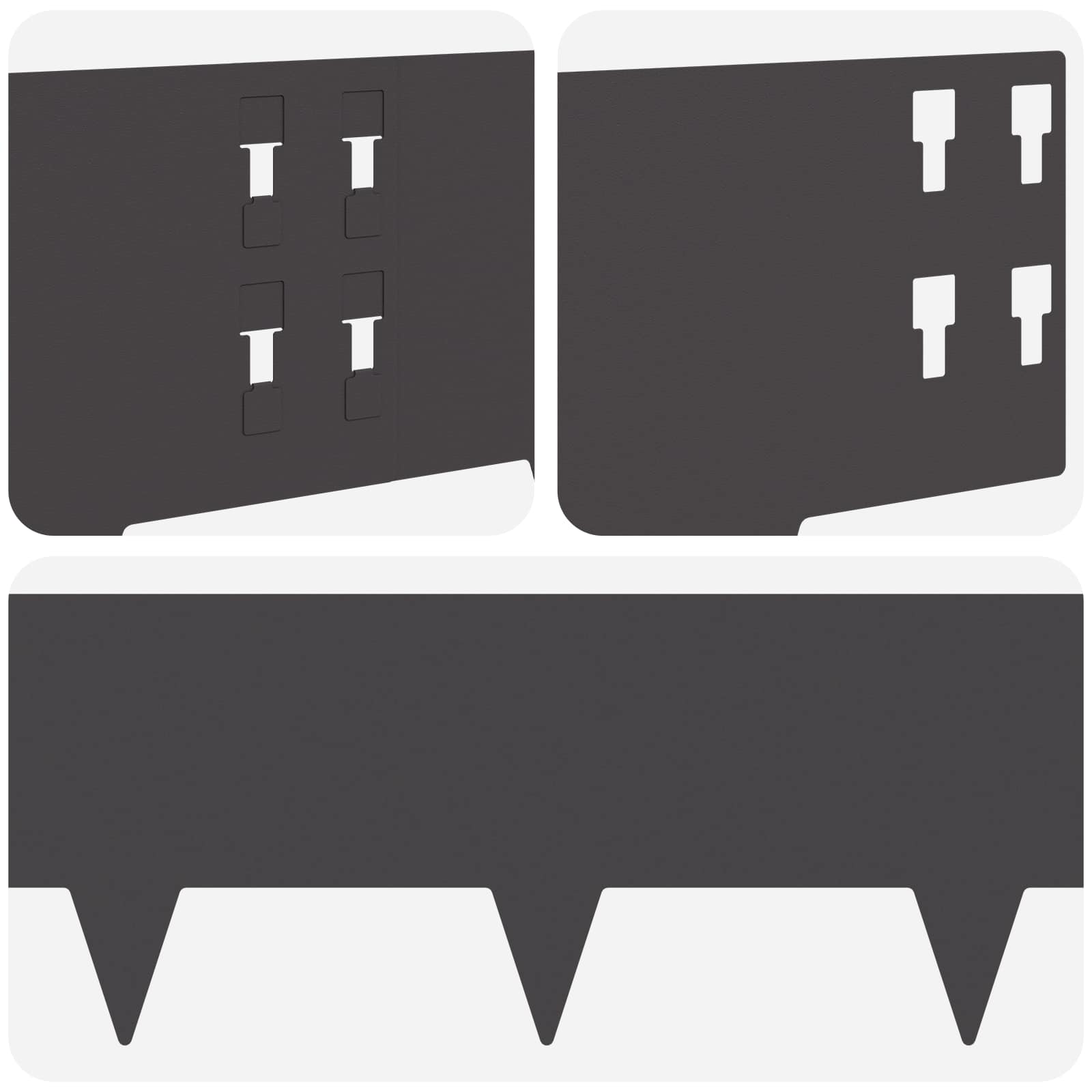 Gazonrand 20 pcs 100 x 20 cm Staal Zwart