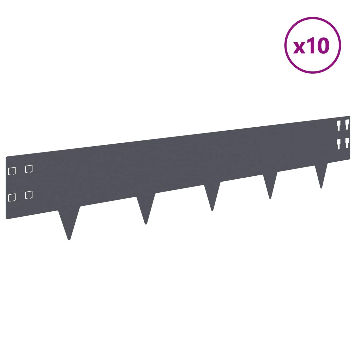 Gazonrand 10 pcs 100 x 20 cm Staal Antracietkleurig