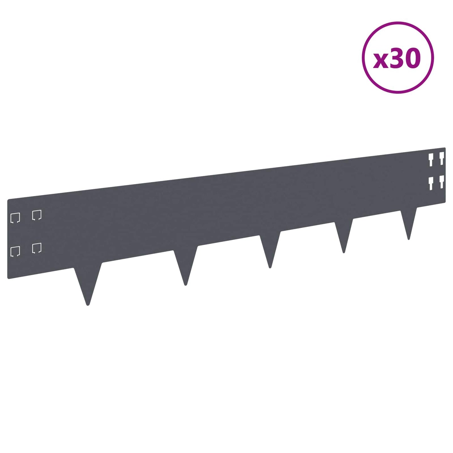 Gazonrand 30 pcs 100 x 20 cm Staal Antracietkleurig