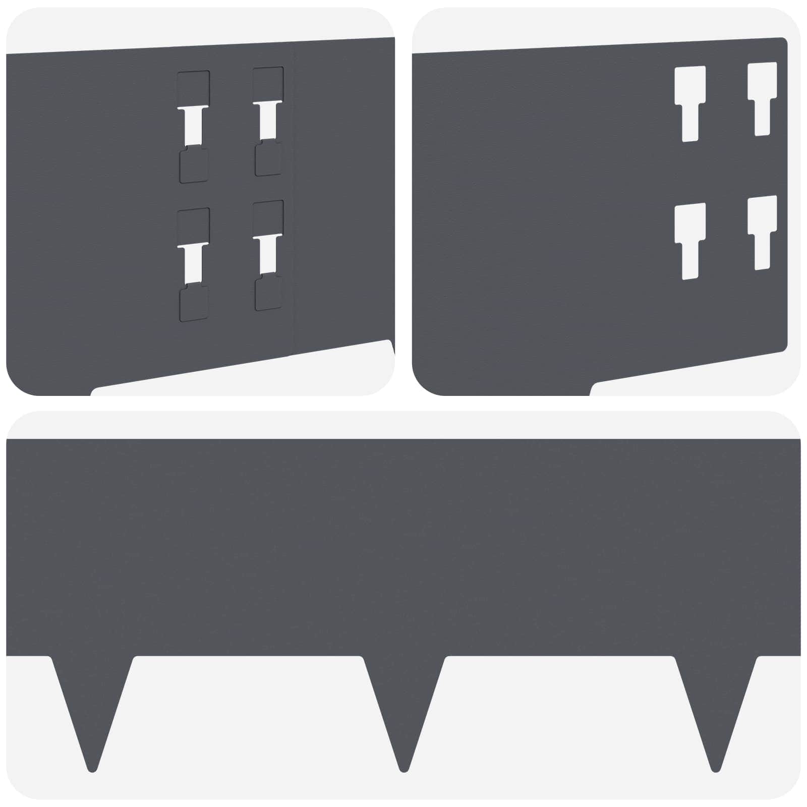 Gazonrand 50 pcs 100 x 20 cm Staal Antracietkleurig