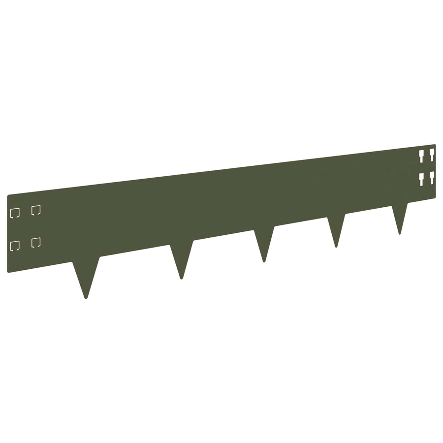Gazonrand 20 pcs 100 x 20 cm Staal Olijfgroen