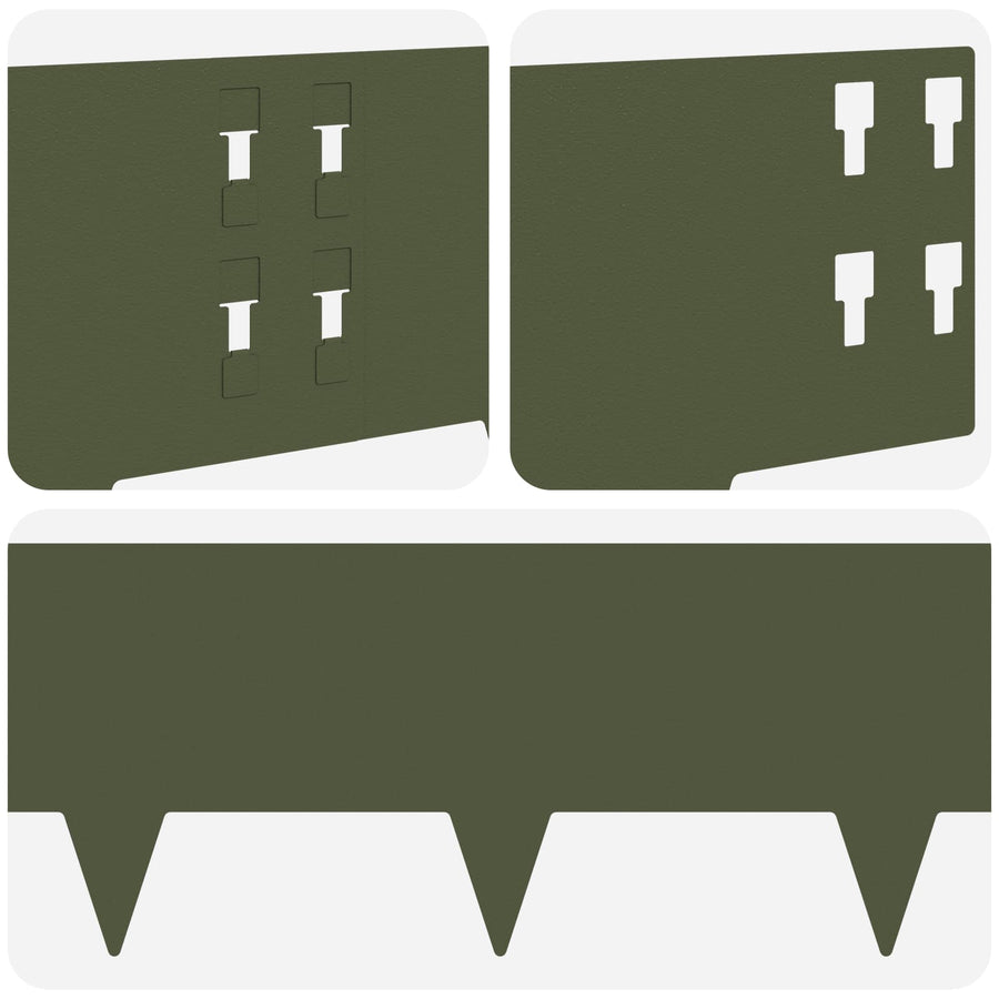 Gazonrand 30 pcs 100 x 20 cm Staal Olijfgroen