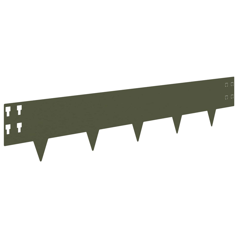 Gazonrand 50 pcs 100 x 20 cm Staal Olijfgroen