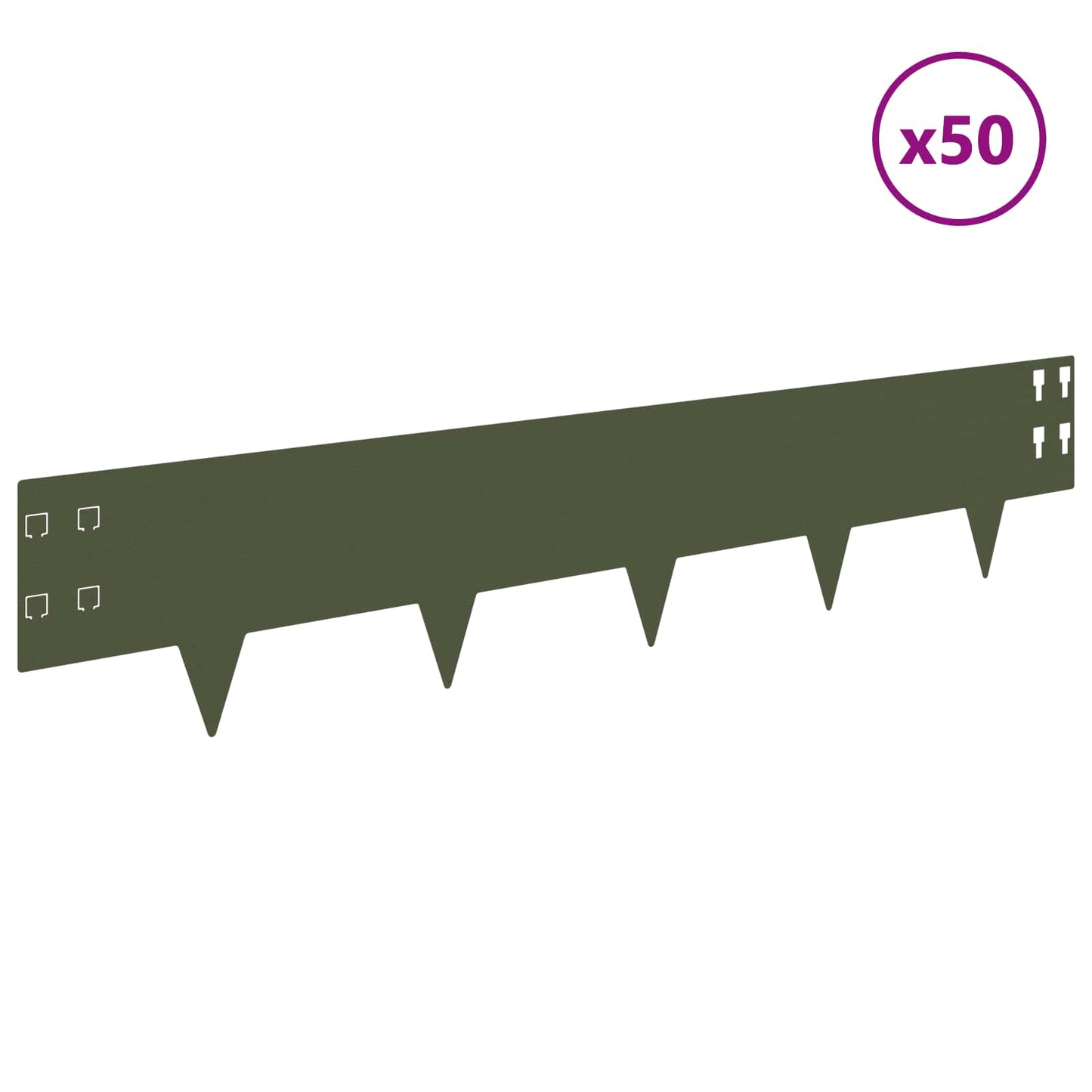 Gazonrand 50 pcs 100 x 20 cm Staal Olijfgroen