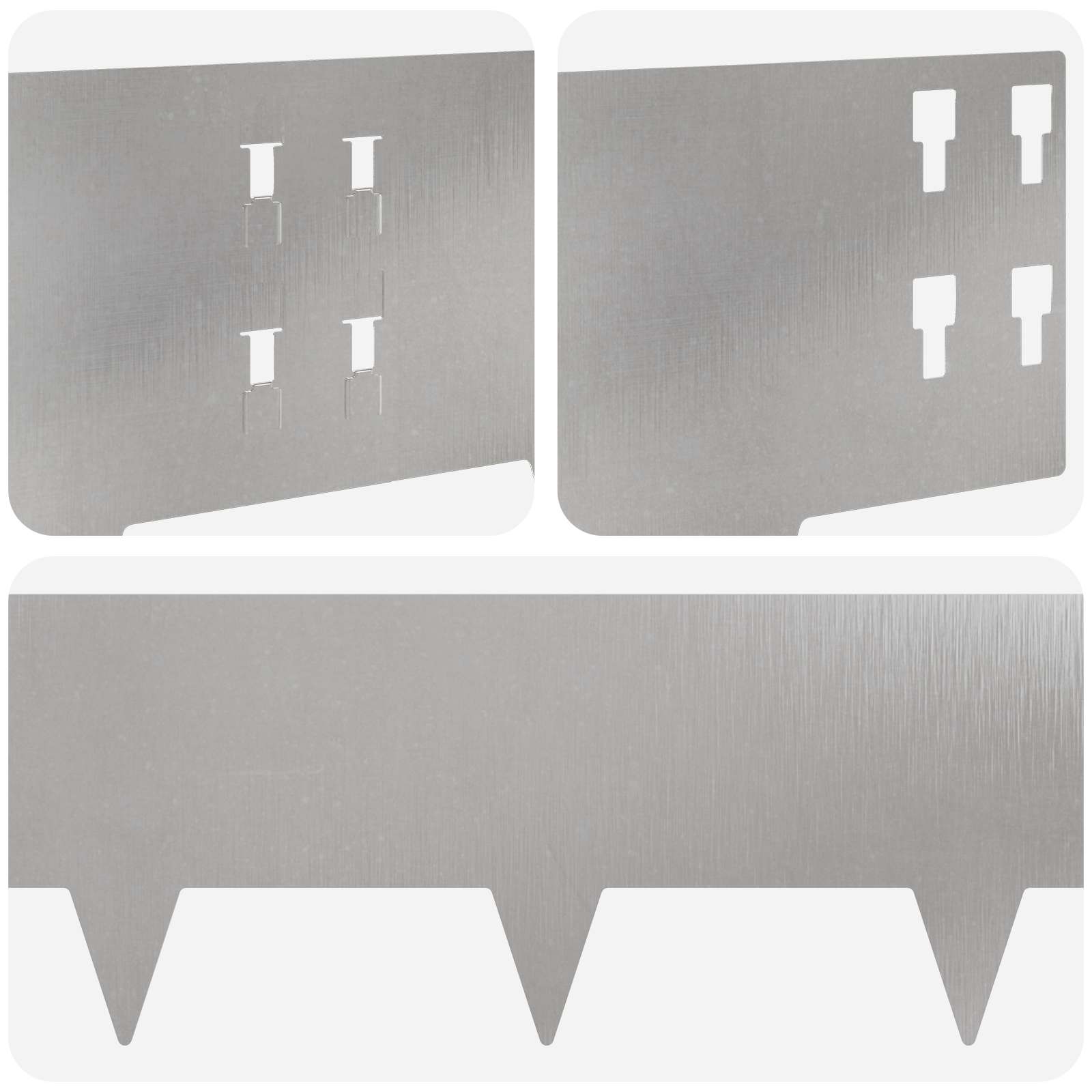 Gazonrand 30 pcs 100 x 20 cm Staal Zilverkleurig