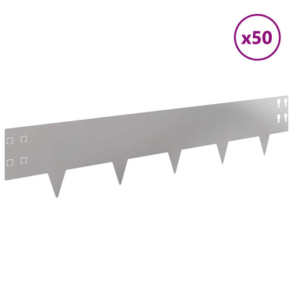 Gazonrand 50 pcs 100 x 20 cm Staal Zilverkleurig