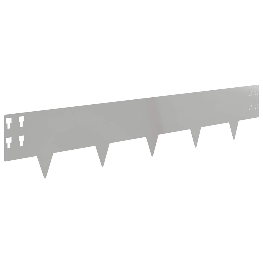 Gazonrand 10 pcs 100 x 20 cm Staal Zilverkleurig