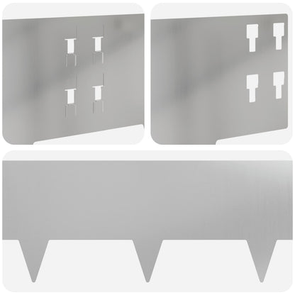 Gazonrand 30 pcs 100 x 20 cm Staal Zilverkleurig