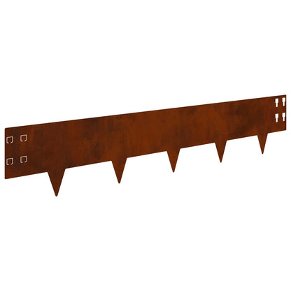 Gazonrand 10 pcs 100 x 20 cm Staal Roestig