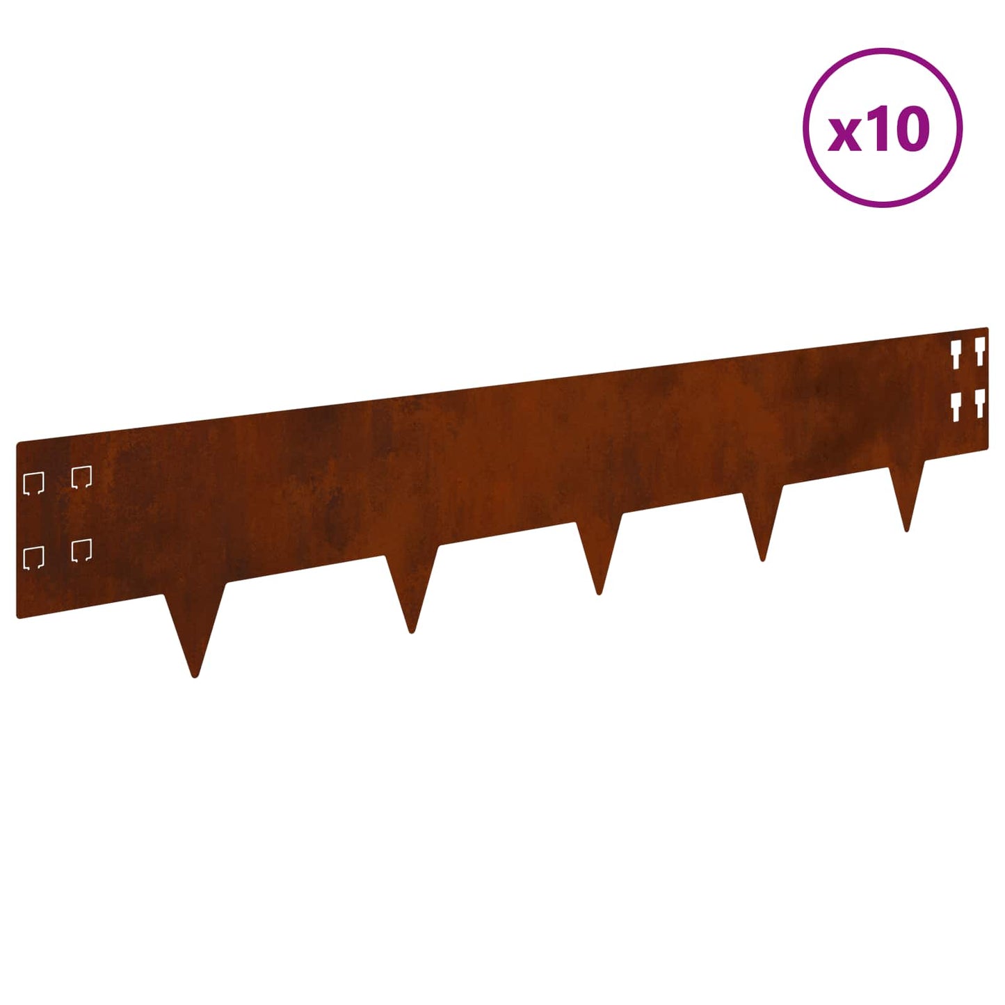 Gazonrand 10 pcs 100 x 20 cm Staal Roestig