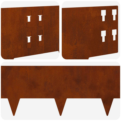 Gazonrand 50 pcs 100 x 20 cm Staal Roestig