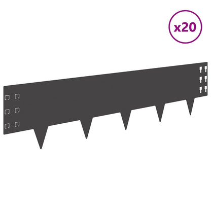 Gazonrand 20 pcs 100 x 25 cm Staal Zwart
