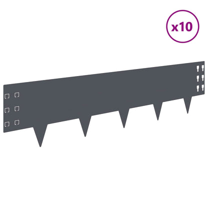 Gazonrand 10 st 100 x 25 cm Staal Antracietkleurig