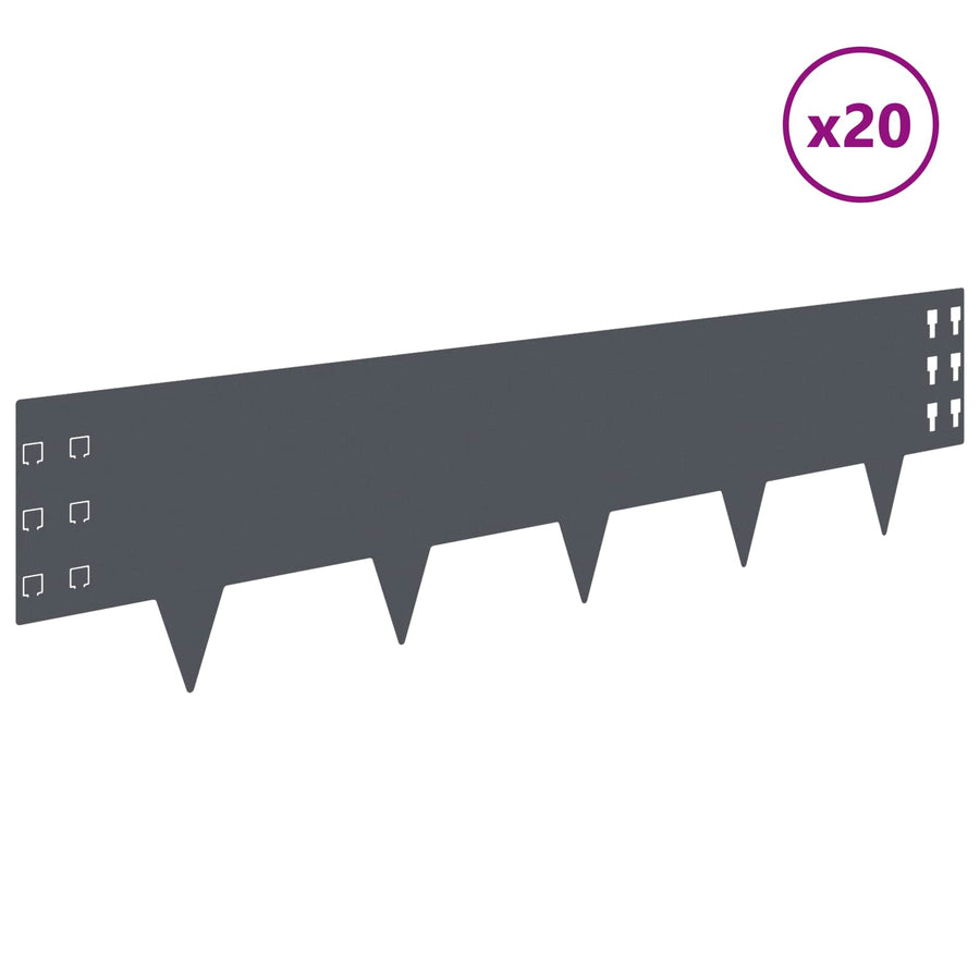 Gazonrand 20 st 100 x 25 cm Staal Antracietkleurig