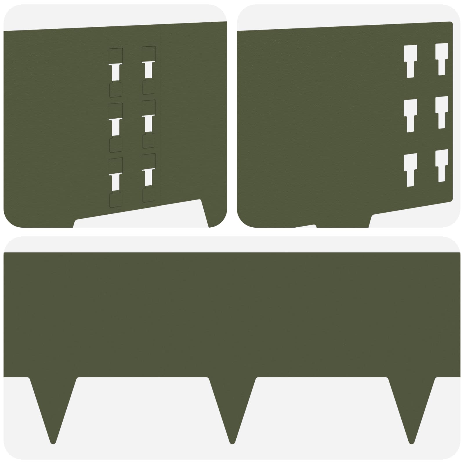 Gazonrand 20 pcs 100 x 25 cm Staal Olijfgroen