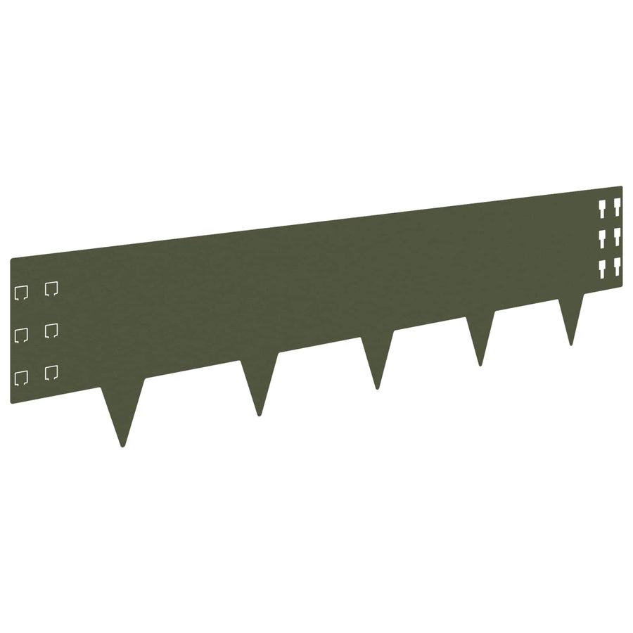 Gazonrand 20 pcs 100 x 25 cm Staal Olijfgroen